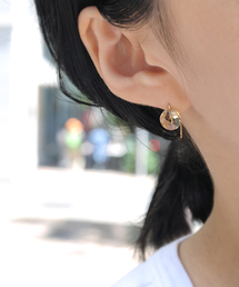 「anq.」K10・ OneStoneピアス(カイヤナイト、スモーキークォーツ、オニキス)
