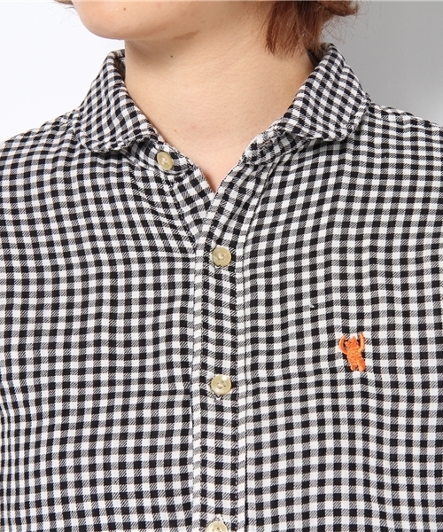 coen（コーエン）の「ウール混ダブルガーゼギンガムチェックブラウス（シャツ/ブラウス・レディース・ブラック/ベージュ・MEDIUM/LARGE）」の5枚目の写真