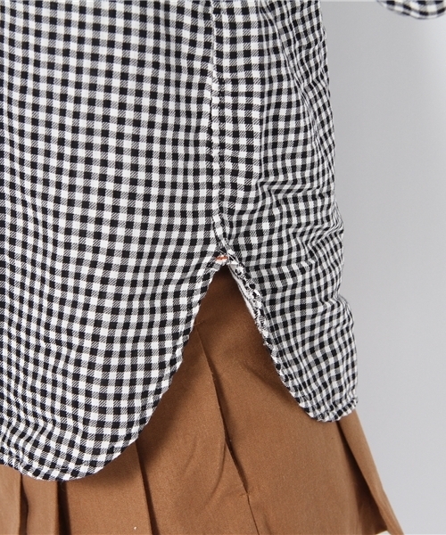 coen（コーエン）の「ウール混ダブルガーゼギンガムチェックブラウス（シャツ/ブラウス・レディース・ブラック/ベージュ・MEDIUM/LARGE）」の8枚目の写真