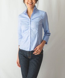 NARACAMICIE | コットンツイルスタンドカラー七分袖シャツ(シャツ/ブラウス)