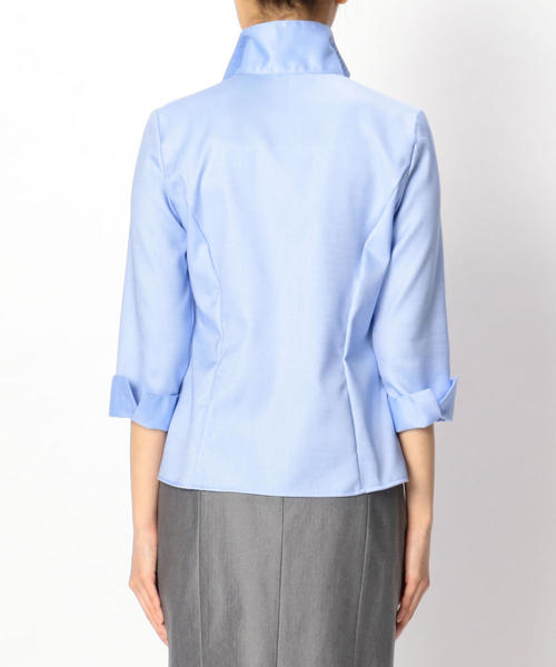 NARACAMICIE(ナラカミーチェ)の「コットンツイルスタンドカラー七分袖シャツ(シャツ/ブラウス・レディース・ホワイト/ブルー/グレー・LARGE/MEDIUM/SMALL)」の5枚目の写真