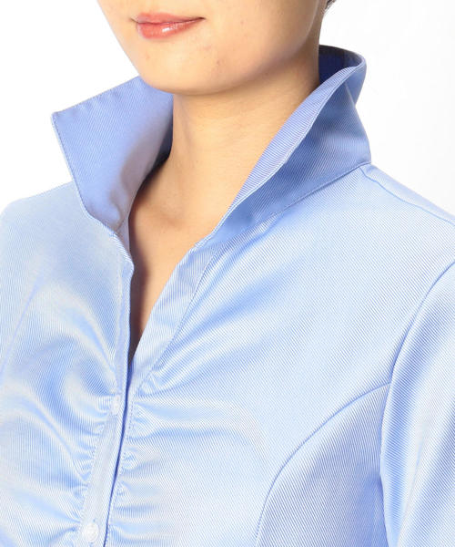 NARACAMICIE(ナラカミーチェ)の「コットンツイルスタンドカラー七分袖シャツ(シャツ/ブラウス・レディース・ホワイト/ブルー/グレー・LARGE/MEDIUM/SMALL)」の7枚目の写真