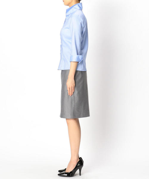 NARACAMICIE(ナラカミーチェ)の「コットンツイルスタンドカラー七分袖シャツ(シャツ/ブラウス・レディース・ホワイト/ブルー/グレー・LARGE/MEDIUM/SMALL)」の12枚目の写真