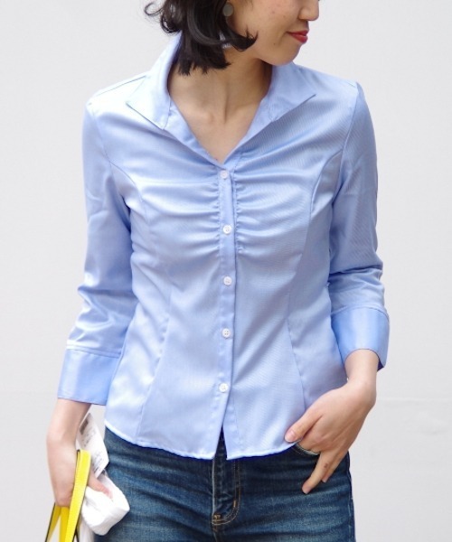 NARACAMICIE(ナラカミーチェ)の「コットンツイルスタンドカラー七分袖シャツ(シャツ/ブラウス・レディース・ホワイト/ブルー/グレー・LARGE/MEDIUM/SMALL)」の17枚目の写真