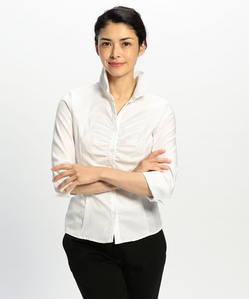 NARACAMICIE(ナラカミーチェ)の「コットンツイルスタンドカラー七分袖シャツ(シャツ/ブラウス・レディース・ホワイト/ブルー/グレー・LARGE/MEDIUM/SMALL)」の15枚目の写真