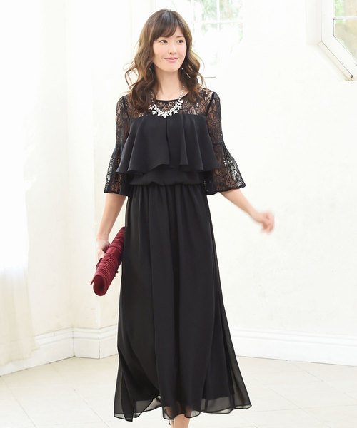 RUIRUE BOUTIQUE シースルーパフスリーブ黒ロングドレス RUIRUE BOUTIQUE シースルーパフスリーブ黒ロングドレス
