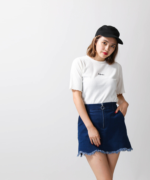 WEGO（ウィゴー）の「WEGO/カットオフタイトデニムスカパン（デニムスカート・レディース・インディゴブルー/ダークインディゴブルー/ブルー系その他・FREE）」の6枚目の写真