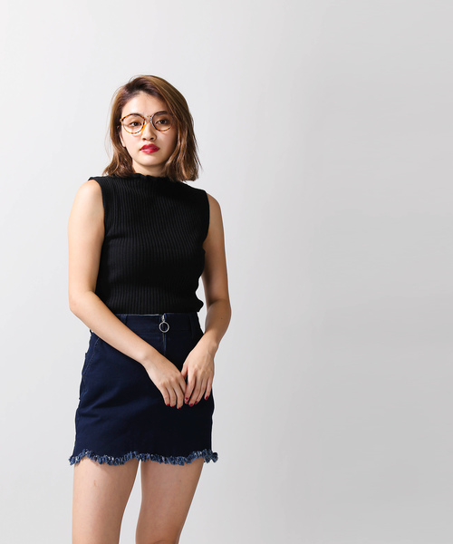 WEGO（ウィゴー）の「WEGO/カットオフタイトデニムスカパン（デニムスカート・レディース・インディゴブルー/ダークインディゴブルー/ブルー系その他・FREE）」の8枚目の写真