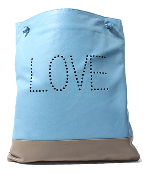 WHO'S WHO gallery（フーズフーギャラリー）の「LOVEパンチングショルダー（トートバッグ・レディース・アイボリー/ブルー/キャメル/グレー・FREE）」の2枚目の写真