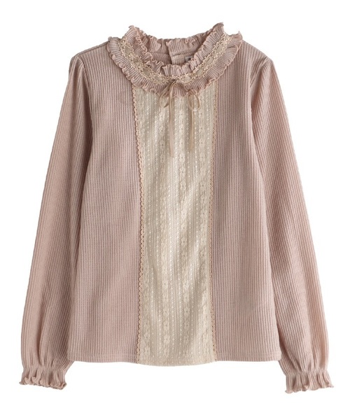 axes femme（アクシーズファム）の「スタンドフリルプルオーバー（Tシャツ/カットソー・レディース・ブラック/ベージュ/ピンク・MEDIUM）」の3枚目の写真