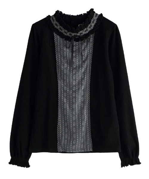 axes femme（アクシーズファム）の「スタンドフリルプルオーバー（Tシャツ/カットソー・レディース・ブラック/ベージュ/ピンク・MEDIUM）」の2枚目の写真