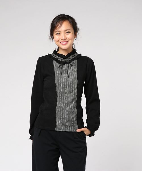axes femme（アクシーズファム）の「スタンドフリルプルオーバー（Tシャツ/カットソー・レディース・ブラック/ベージュ/ピンク・MEDIUM）」の6枚目の写真