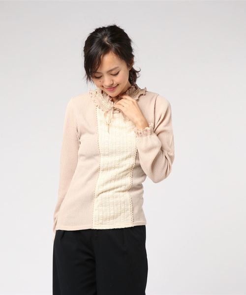 axes femme（アクシーズファム）の「スタンドフリルプルオーバー（Tシャツ/カットソー・レディース・ブラック/ベージュ/ピンク・MEDIUM）」の8枚目の写真