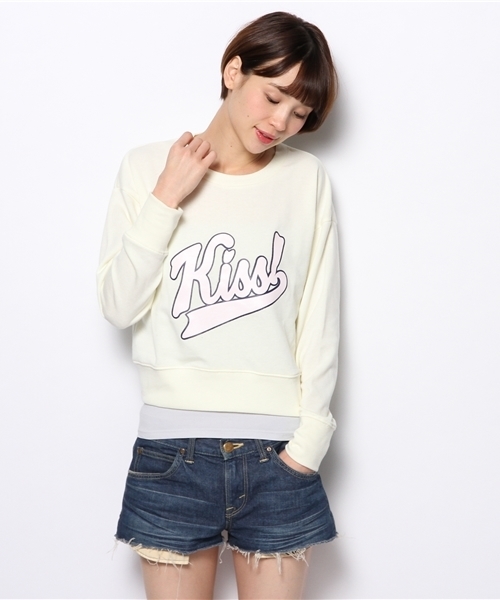 one after another NICE CLAUP（ワンアフターアナザーナイスクラップ）の「裏毛プリントプルオーバー（Tシャツ/カットソー・レディース・ネイビー/グレー/アイボリー・FREE）」の2枚目の写真