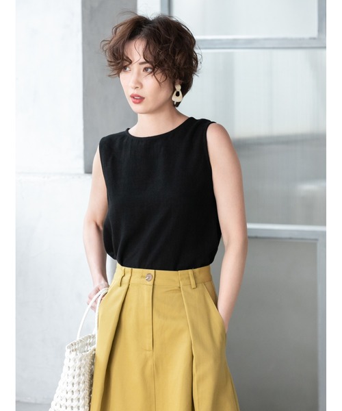 fifth（フィフス）の「ナチュラルリネンスリーブレストップス（Tシャツ/カットソー・レディース・ブラック/ブラウン/アイボリー・MEDIUM）」の6枚目の写真