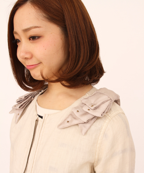 Another Edition（アナザーエディション）の「AE LINEN RIBBON BLSN ◆（ブルゾン・レディース・ベージュ/ネイビー・SMALL/MEDIUM）」の10枚目の写真