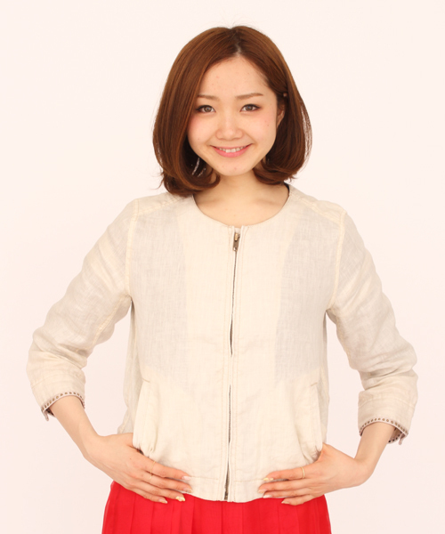 Another Edition（アナザーエディション）の「AE LINEN RIBBON BLSN ◆（ブルゾン・レディース・ベージュ/ネイビー・SMALL/MEDIUM）」の4枚目の写真