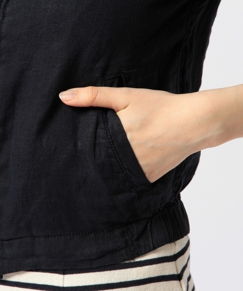 Another Edition（アナザーエディション）の「AE LINEN RIBBON BLSN ◆（ブルゾン・レディース・ベージュ/ネイビー・SMALL/MEDIUM）」の16枚目の写真