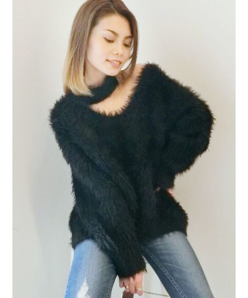 GYDA（ジェイダ）の「シャギーVネックチョーカーニットTOPS（ニット