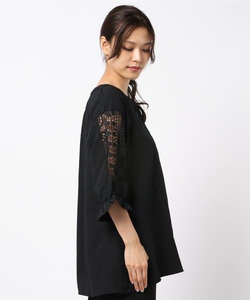 Sawa a la mode（サワアラモード）の「袖レース透けるキャンディスリーブトップス（シャツ/ブラウス・レディース・ブラック・FREE）」の2枚目の写真