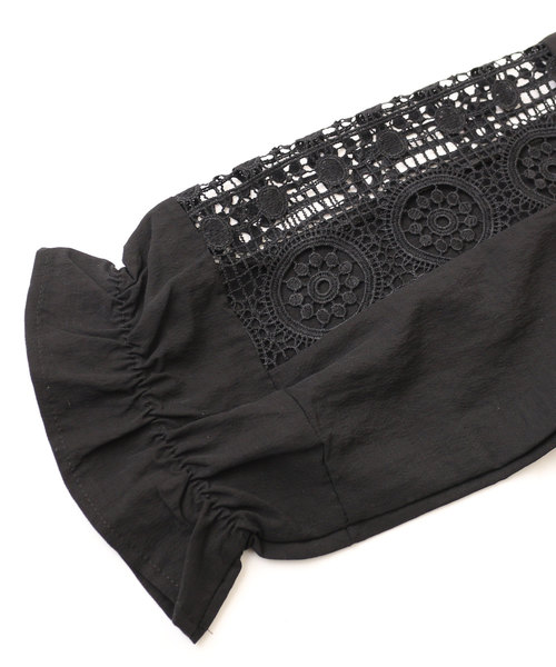 Sawa a la mode（サワアラモード）の「袖レース透けるキャンディスリーブトップス（シャツ/ブラウス・レディース・ブラック・FREE）」の12枚目の写真