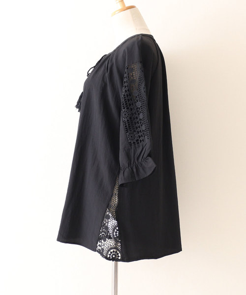 Sawa a la mode（サワアラモード）の「袖レース透けるキャンディスリーブトップス（シャツ/ブラウス・レディース・ブラック・FREE）」の16枚目の写真
