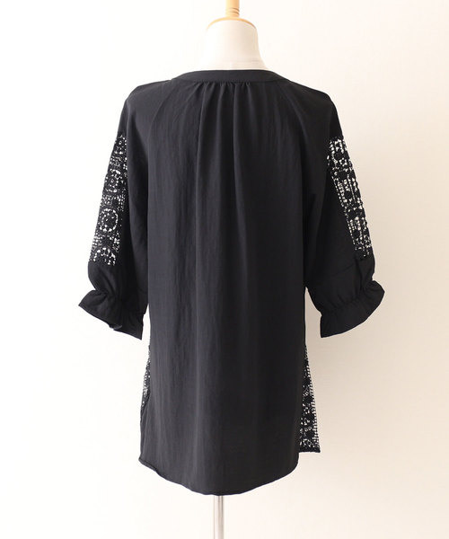 Sawa a la mode（サワアラモード）の「袖レース透けるキャンディスリーブトップス（シャツ/ブラウス・レディース・ブラック・FREE）」の17枚目の写真