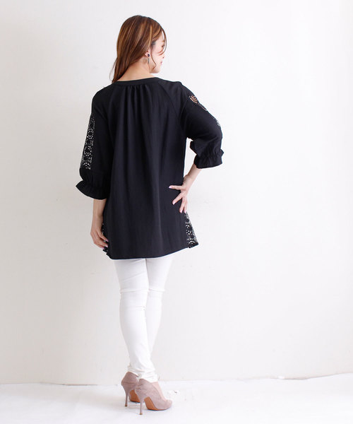 Sawa a la mode（サワアラモード）の「袖レース透けるキャンディスリーブトップス（シャツ/ブラウス・レディース・ブラック・FREE）」の22枚目の写真