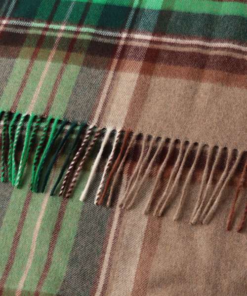 ジョンストンズ カシミヤ大判ストール AU4175 グリーン ブラウン