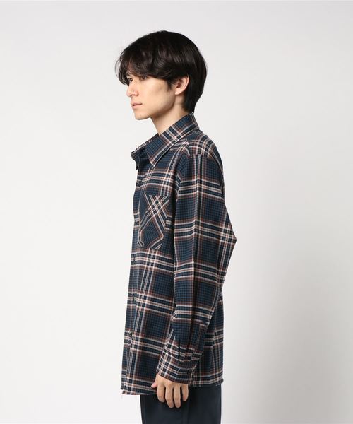 291295=HOMME(ニーキューイチニーキューゴーオム)の「オーバーサイズ ビエラ起毛チェックシャツ ビッグシルエット(シャツ/ブラウス・メンズ・ベージュ系その他/ブルー系その他・4/3)」の3枚目の写真