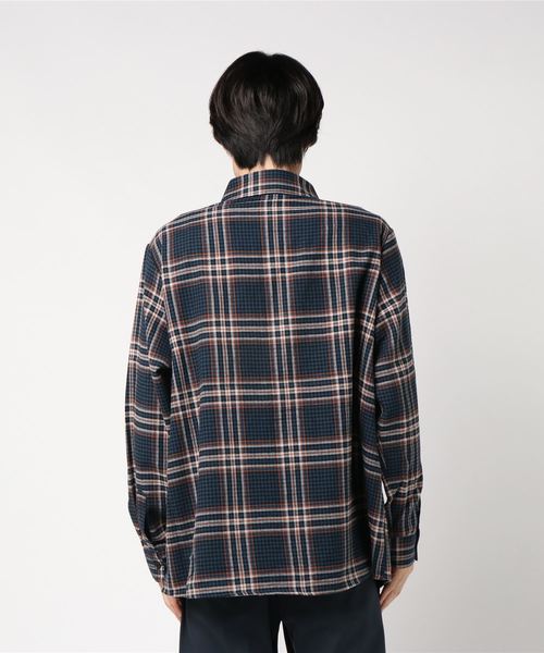 291295=HOMME(ニーキューイチニーキューゴーオム)の「オーバーサイズ ビエラ起毛チェックシャツ ビッグシルエット(シャツ/ブラウス・メンズ・ベージュ系その他/ブルー系その他・4/3)」の4枚目の写真