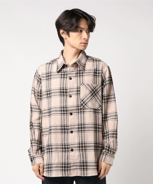 291295=HOMME(ニーキューイチニーキューゴーオム)の「オーバーサイズ ビエラ起毛チェックシャツ ビッグシルエット(シャツ/ブラウス・メンズ・ベージュ系その他/ブルー系その他・4/3)」の5枚目の写真