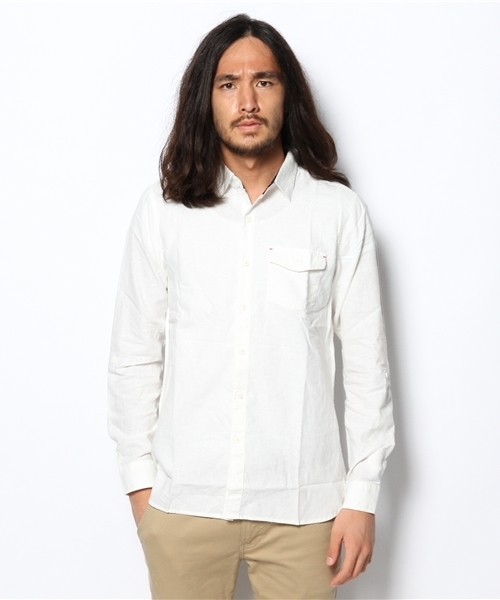 WEGO（ウィゴー）の「WEGO/リネンブレンドシャツ（シャツ/ブラウス・メンズ・ホワイト/カーキ/ネイビー/ロイヤルブルー/ピンク/ワイン・MEDIUM/LARGE）」の15枚目の写真