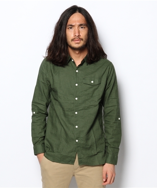 WEGO（ウィゴー）の「WEGO/リネンブレンドシャツ（シャツ/ブラウス・メンズ・ホワイト/カーキ/ネイビー/ロイヤルブルー/ピンク/ワイン・MEDIUM/LARGE）」の16枚目の写真