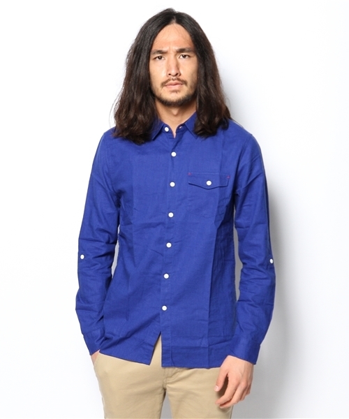 WEGO（ウィゴー）の「WEGO/リネンブレンドシャツ（シャツ/ブラウス・メンズ・ホワイト/カーキ/ネイビー/ロイヤルブルー/ピンク/ワイン・MEDIUM/LARGE）」の18枚目の写真