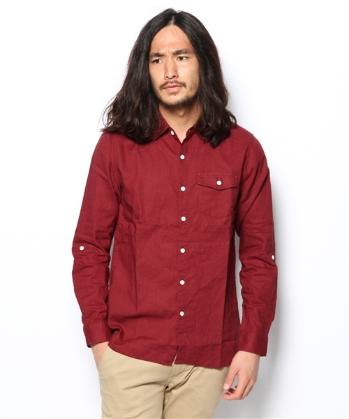 WEGO（ウィゴー）の「WEGO/リネンブレンドシャツ（シャツ/ブラウス・メンズ・ホワイト/カーキ/ネイビー/ロイヤルブルー/ピンク/ワイン・MEDIUM/LARGE）」の20枚目の写真