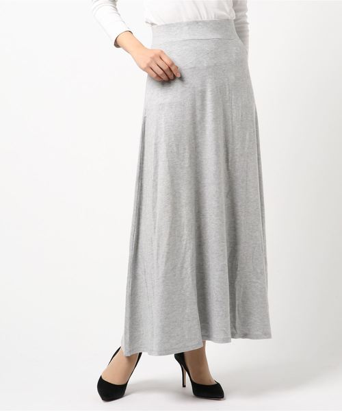 three dots(スリードッツ)の「Brushed sweater long skirt(スカート・レディース・ブラック/霜降りグレー・MEDIUM/X-SMALL/SMALL)」の1枚目の写真