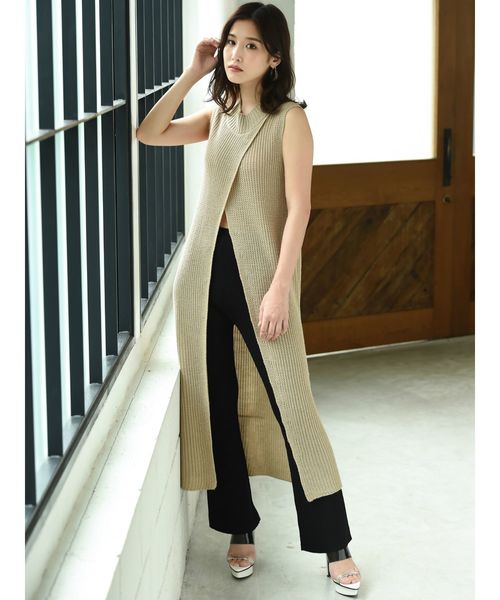 RESEXXY（リゼクシー）の「リブワイドパンツ（その他パンツ・レディース・ブラック/ピンク/ベージュ・FREE）」の4枚目の写真