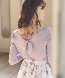 tocco closet | バックリボン&レースメローリブトップス(その他トップス)