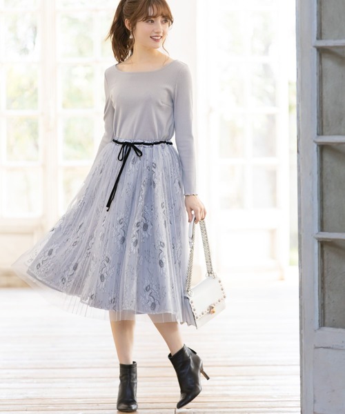 tocco closet(トッコ クローゼット)の「バックリボン&レースメローリブトップス(その他トップス・レディース・ライトグレー/ラベンダー・M)」の3枚目の写真