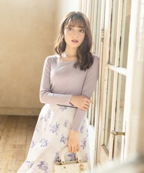 tocco closet(トッコ クローゼット)の「バックリボン&レースメローリブトップス(その他トップス・レディース・ライトグレー/ラベンダー・M)」の6枚目の写真