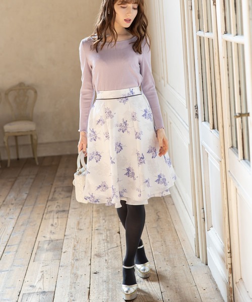 tocco closet(トッコ クローゼット)の「バックリボン&レースメローリブトップス(その他トップス・レディース・ライトグレー/ラベンダー・M)」の7枚目の写真