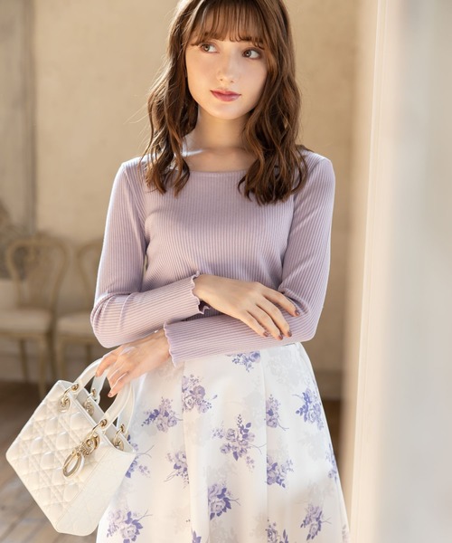 tocco closet(トッコ クローゼット)の「バックリボン&レースメローリブトップス(その他トップス・レディース・ライトグレー/ラベンダー・M)」の8枚目の写真