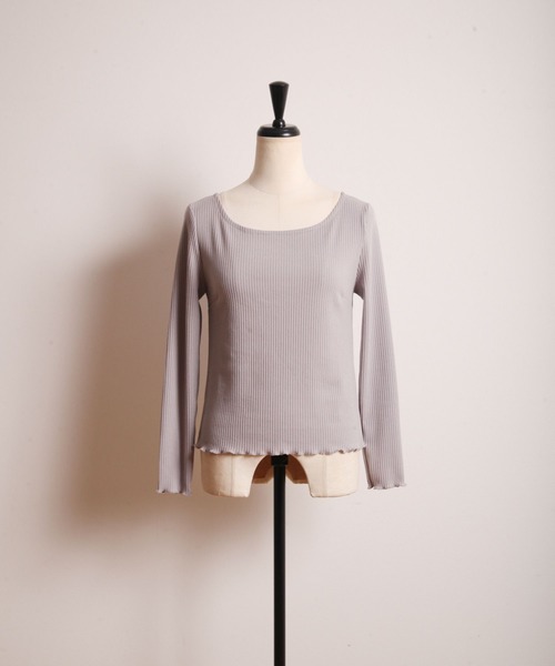 tocco closet(トッコ クローゼット)の「バックリボン&レースメローリブトップス(その他トップス・レディース・ライトグレー/ラベンダー・M)」の9枚目の写真