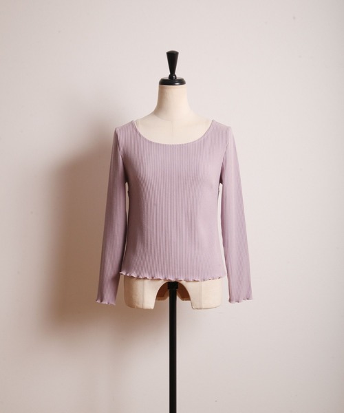 tocco closet(トッコ クローゼット)の「バックリボン&レースメローリブトップス(その他トップス・レディース・ライトグレー/ラベンダー・M)」の11枚目の写真