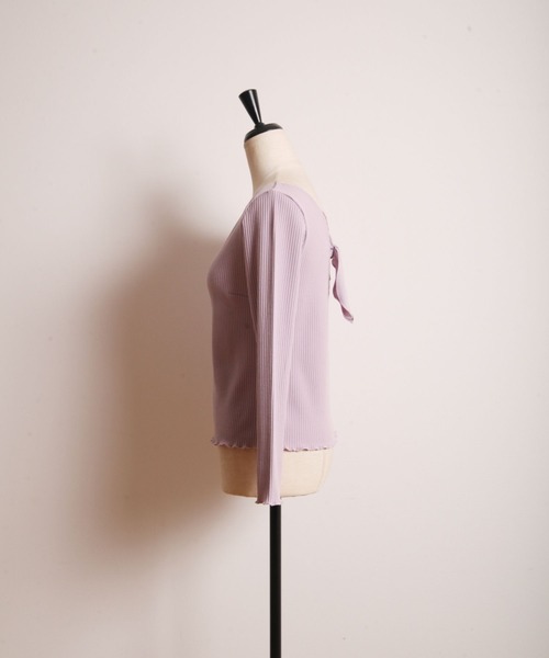 tocco closet(トッコ クローゼット)の「バックリボン&レースメローリブトップス(その他トップス・レディース・ライトグレー/ラベンダー・M)」の12枚目の写真