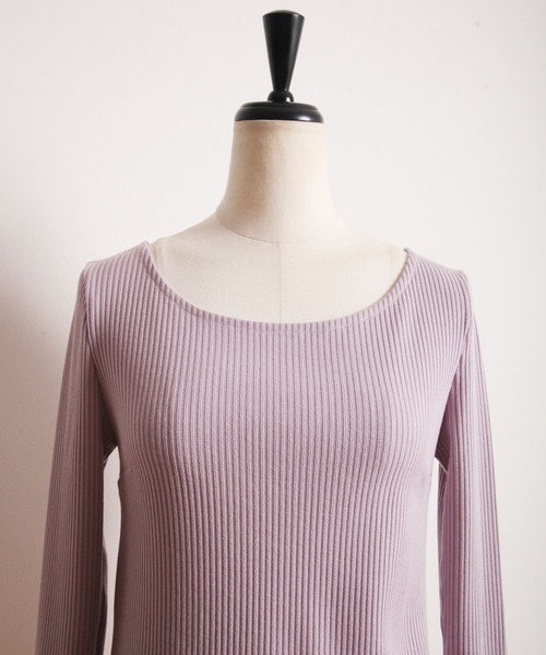 tocco closet(トッコ クローゼット)の「バックリボン&レースメローリブトップス(その他トップス・レディース・ライトグレー/ラベンダー・M)」の15枚目の写真