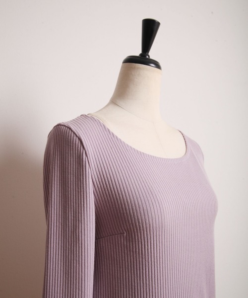 tocco closet(トッコ クローゼット)の「バックリボン&レースメローリブトップス(その他トップス・レディース・ライトグレー/ラベンダー・M)」の16枚目の写真