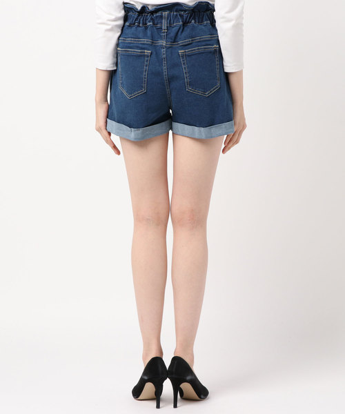 WEGO（ウィゴー）の「WEGO/【XS～Lサイズ】デイリーギャザーショーツ（デニムパンツ・レディース・ブラック/インディゴブルー/ダークインディゴブルー・SMALL/LARGE/X-SMALL/MEDIUM）」の5枚目の写真