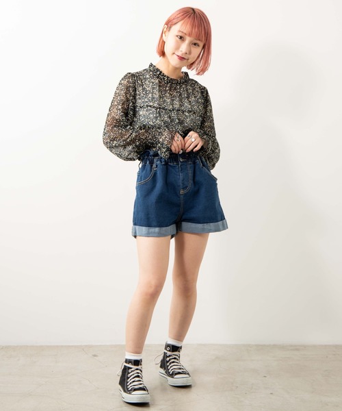 WEGO（ウィゴー）の「WEGO/【XS～Lサイズ】デイリーギャザーショーツ（デニムパンツ・レディース・ブラック/インディゴブルー/ダークインディゴブルー・SMALL/LARGE/X-SMALL/MEDIUM）」の7枚目の写真